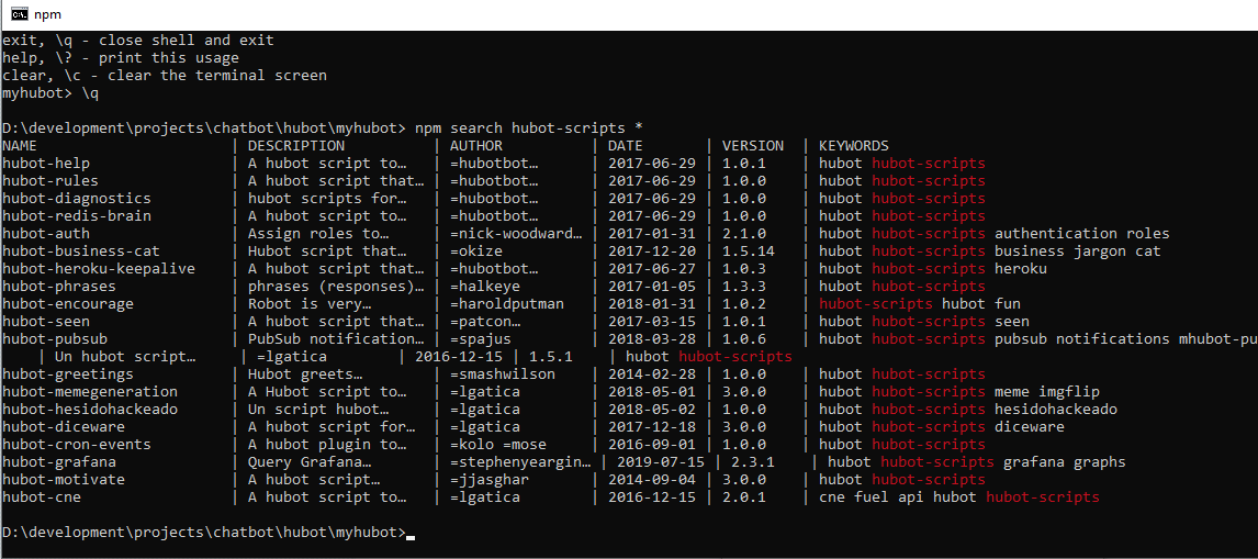 Chatbot 5: Hubot Scripts