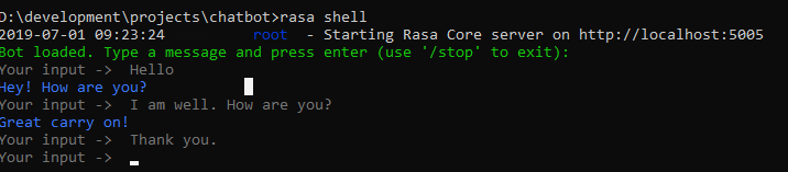 Chatbot 4: Rasa Shell
