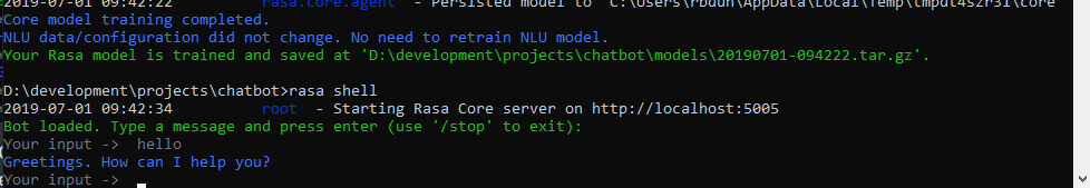 Chatbot 4: Rasa Shell